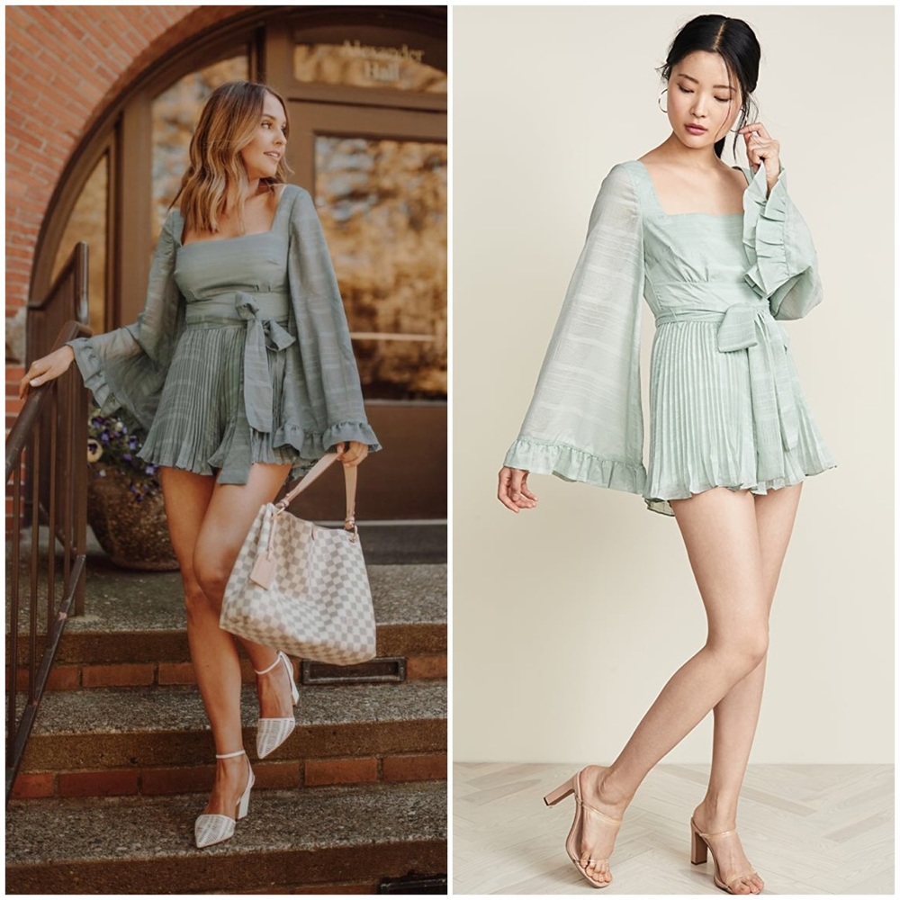 Keepsake Charmer Long Sleeve Ruffle Pleated Romper